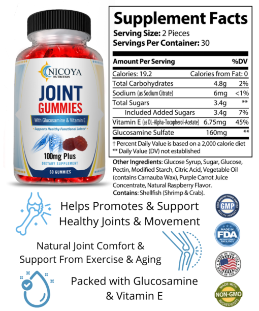 nicoya nutiriton joint care gummies supplement facts benefits