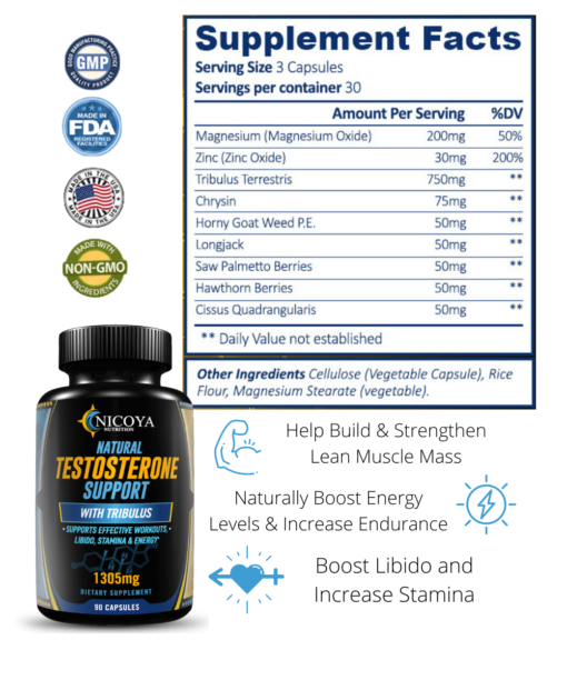 nicoya nutrition ultra testosterone support supplement facts benefits
