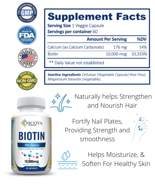 biotin hair growth vitamin supplements nutrition panel