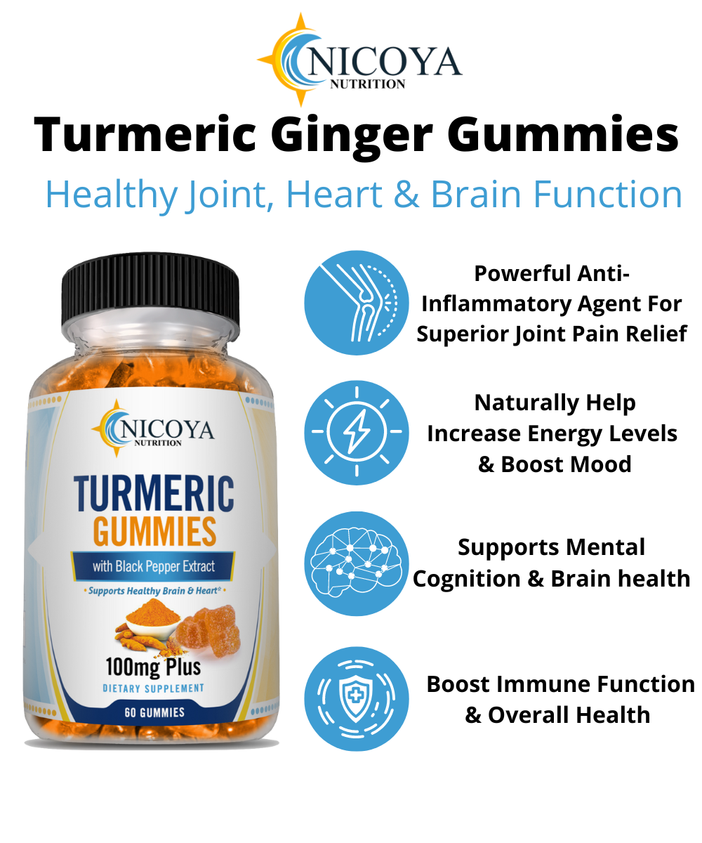 Nicoya Nutrition turmeric curcummin & ginger Vitamin gummy Benefits 